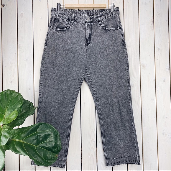 All Saints | Ava Studded Hem Straight Leg HR Jeans - Picture 6 of 15